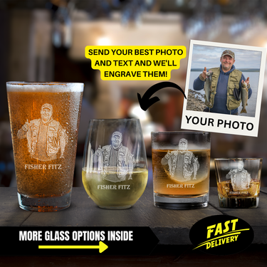 Personalized Fishing Portrait Glassware